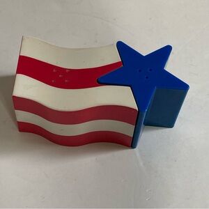 Patriotic Salt & Pepper Shakers Nesting SET Stars Stripes Vintage Avon Plastic